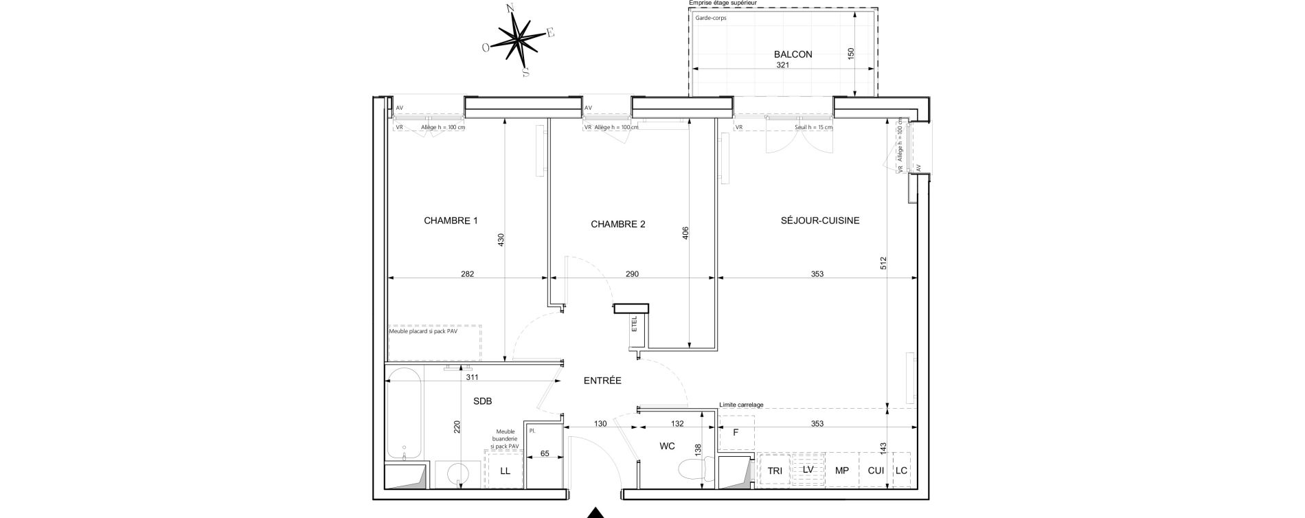 Appartement T3 de 58,90 m2 &agrave; Chessy Centre
