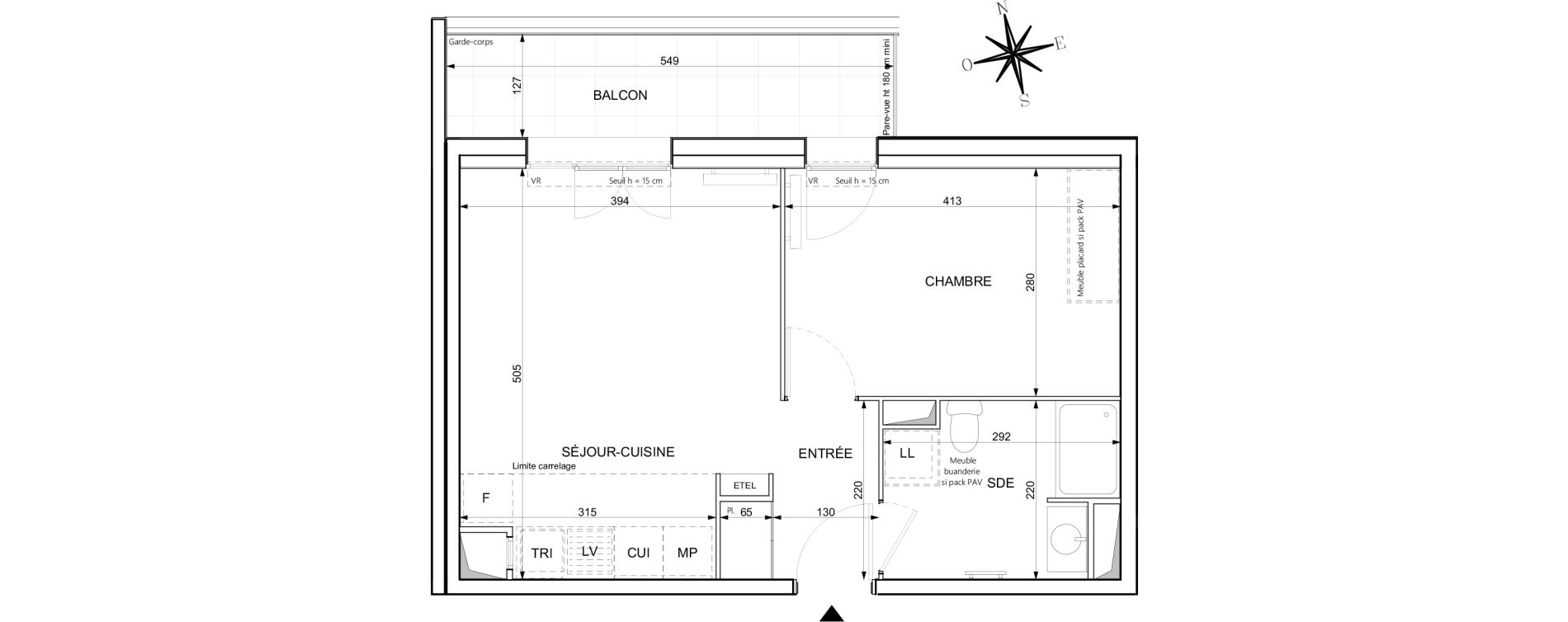 Appartement T2 de 39,16 m2 &agrave; Chessy Centre