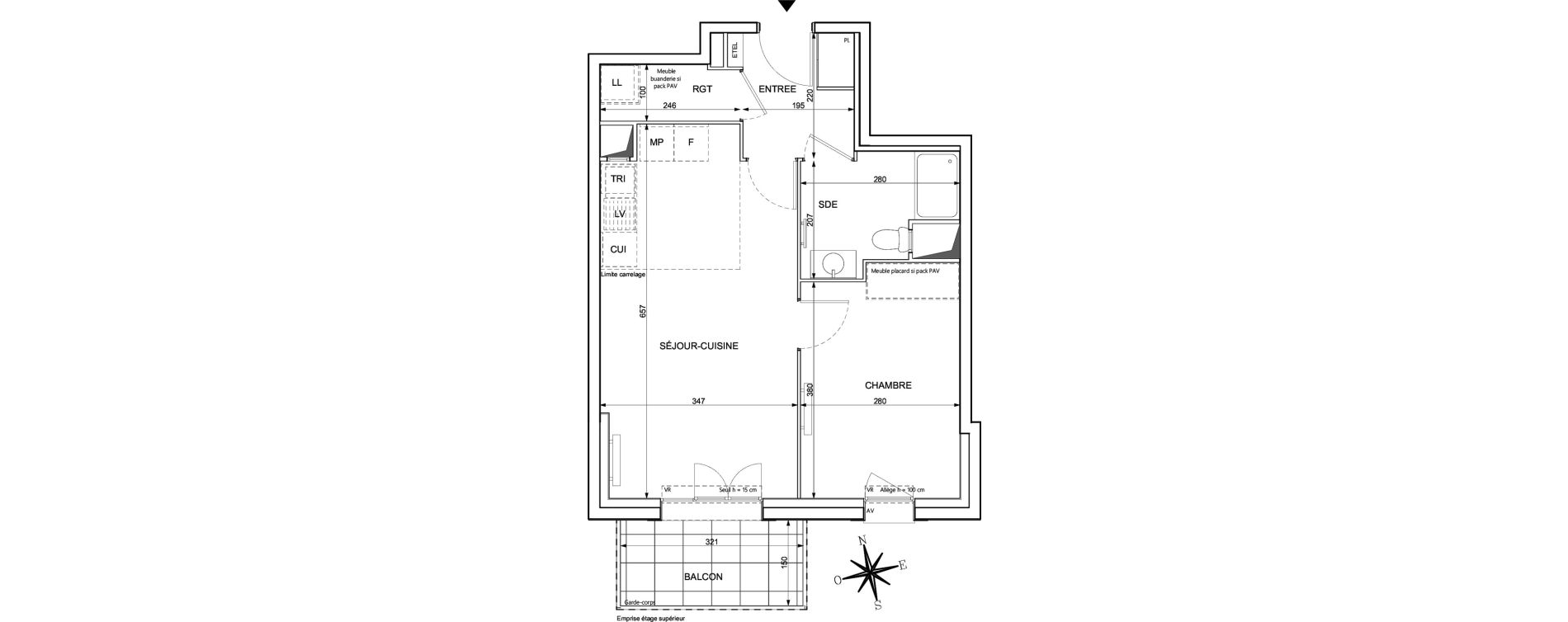 Appartement T2 de 44,22 m2 &agrave; Chessy Centre