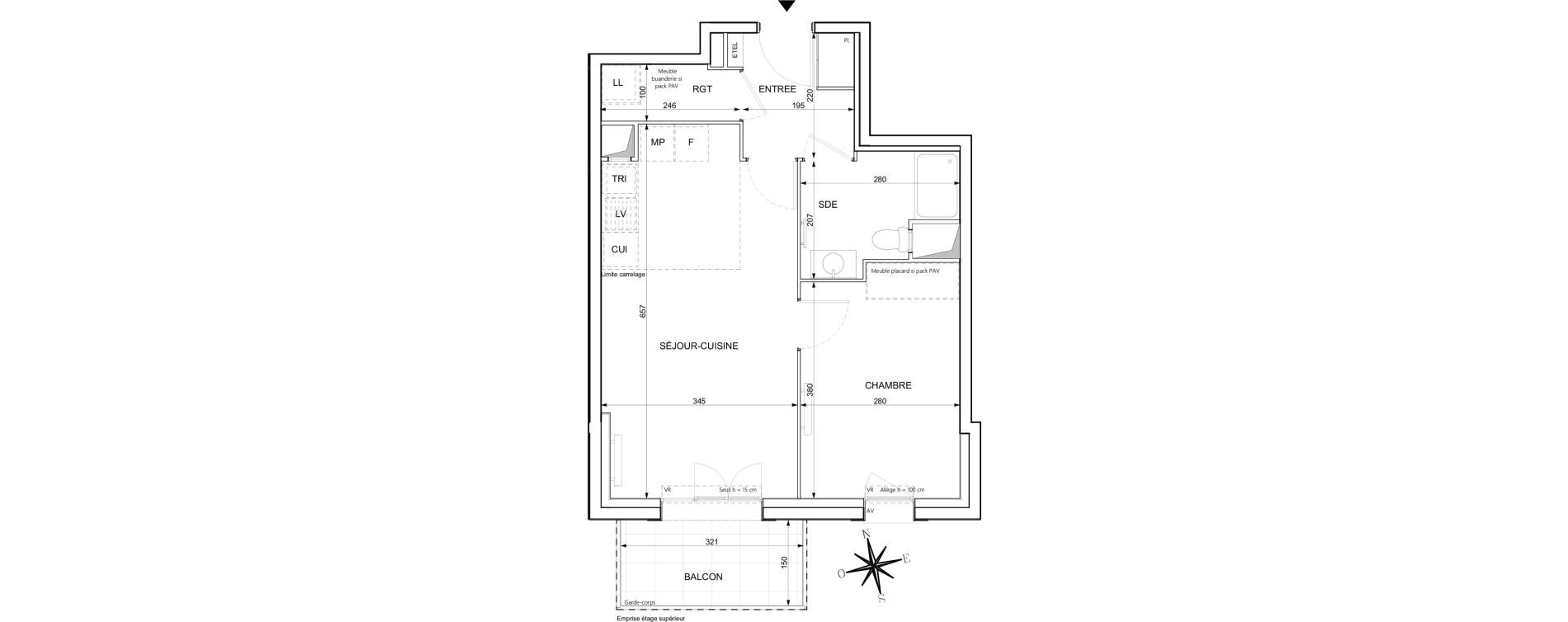 Appartement T2 de 44,09 m2 &agrave; Chessy Centre