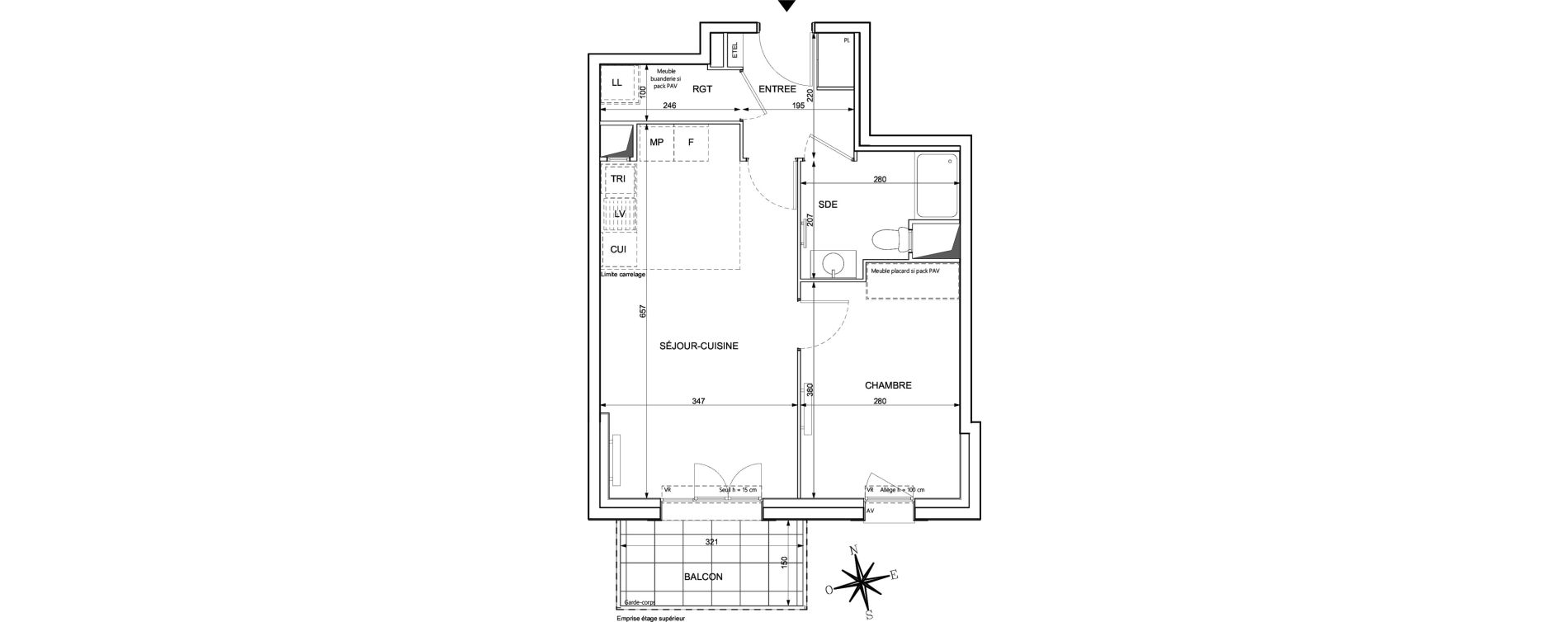 Appartement T2 de 44,22 m2 &agrave; Chessy Centre