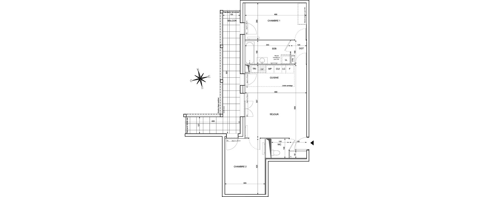 Appartement T3 de 63,95 m2 &agrave; Chessy Centre