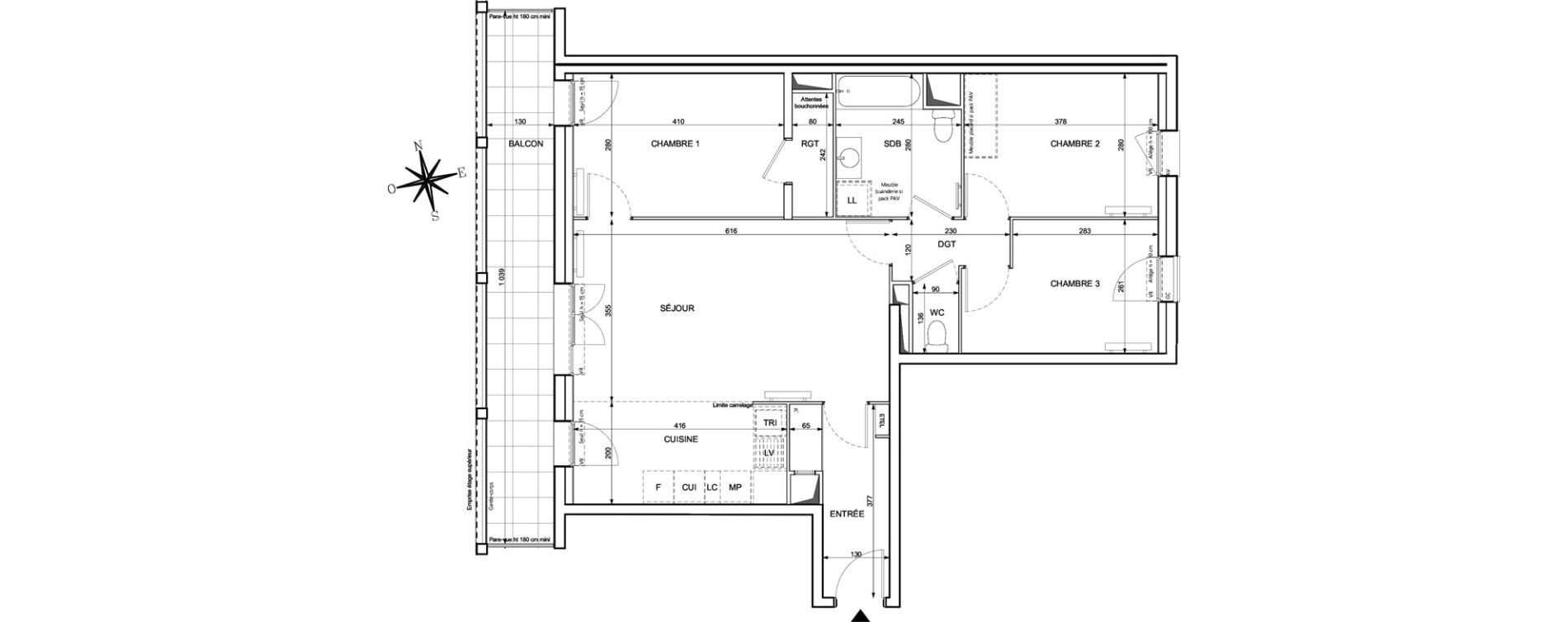 Appartement T4 de 78,79 m2 &agrave; Chessy Centre