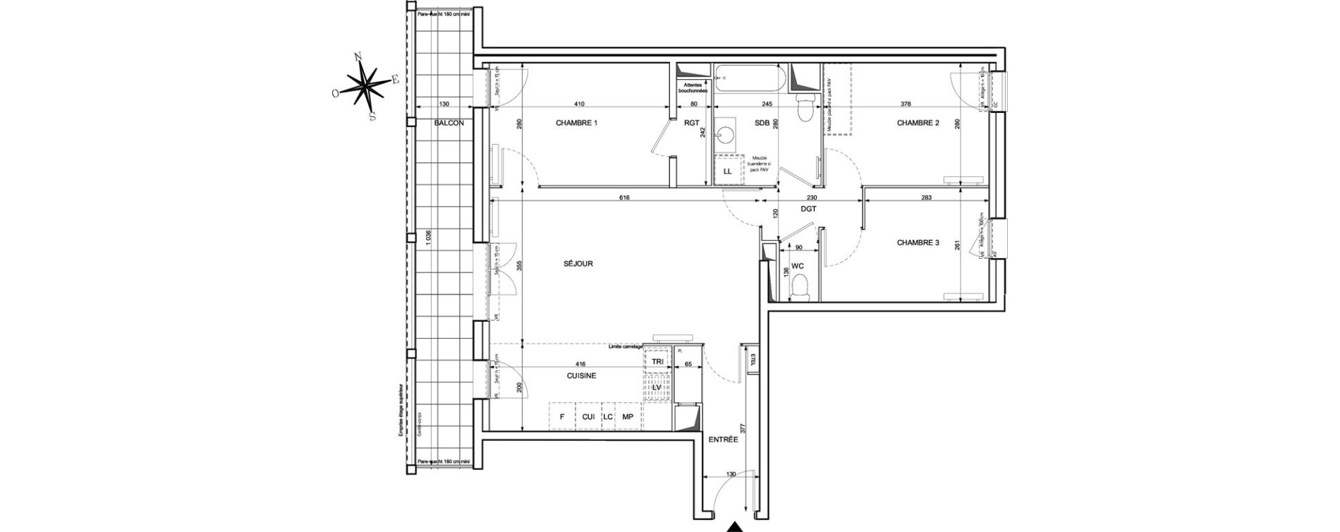 Appartement T4 de 78,79 m2 &agrave; Chessy Centre