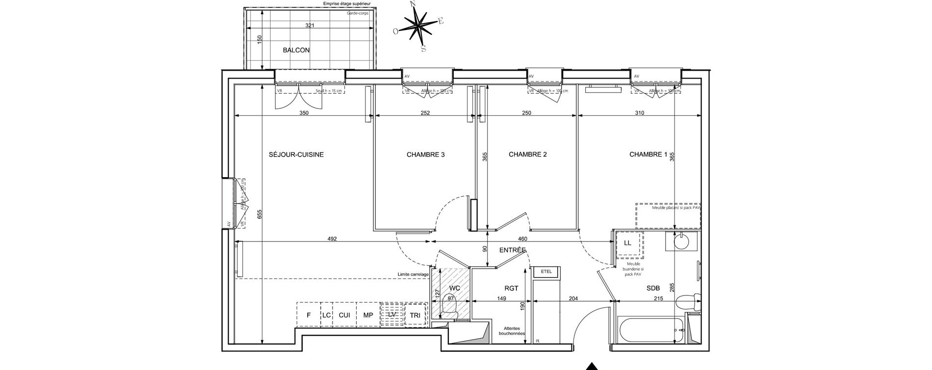 Appartement T4 de 72,57 m2 &agrave; Chessy Centre