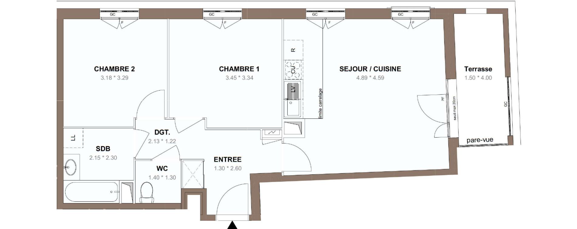 Appartement T3 de 58,60 m2 &agrave; Chessy Centre