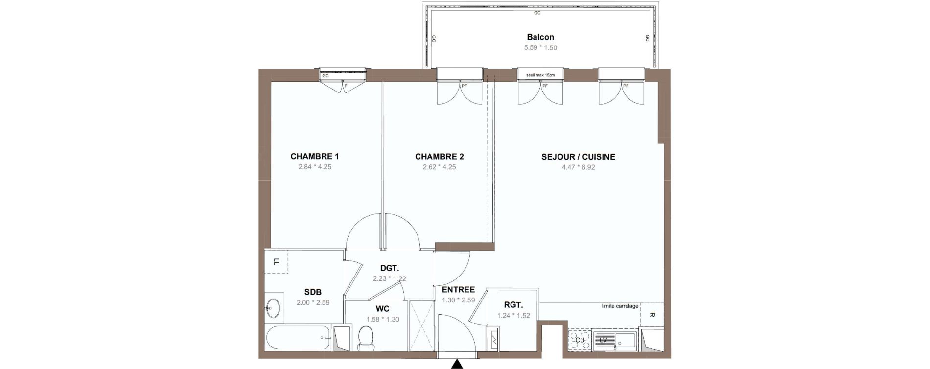 Appartement T3 de 66,72 m2 &agrave; Chessy Centre