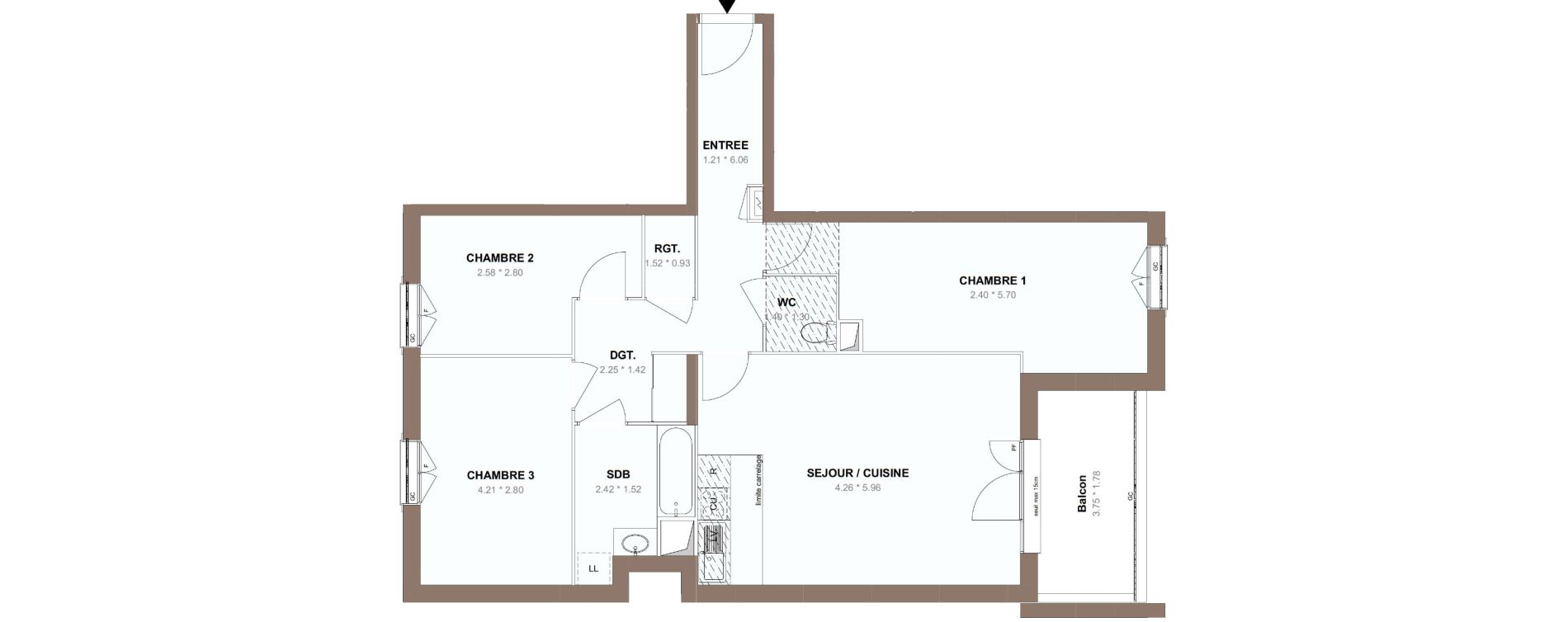 Appartement T4 de 82,45 m2 &agrave; Chessy Centre