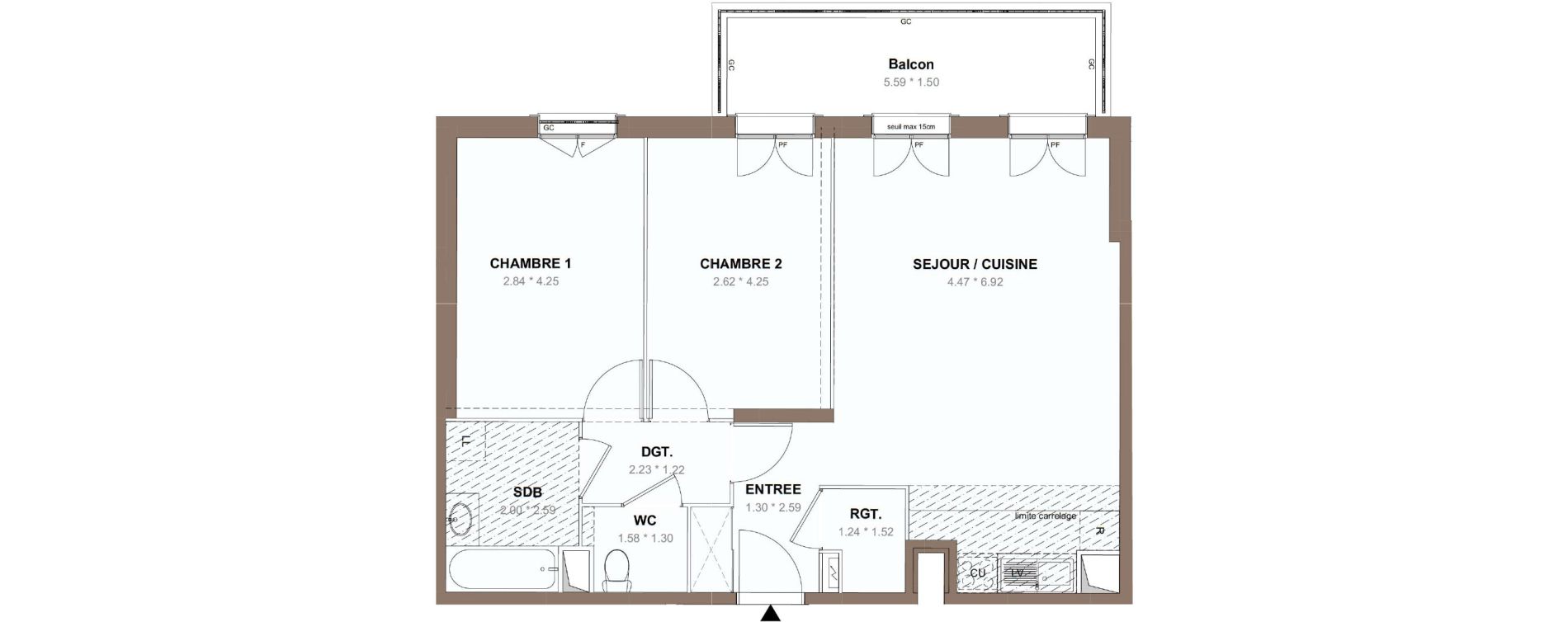 Appartement T3 de 66,72 m2 &agrave; Chessy Centre