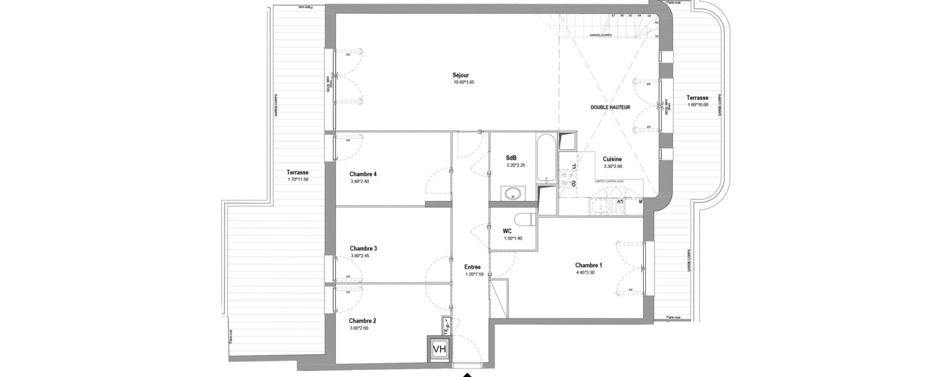 Duplex T5 de 116,46 m2 &agrave; Chessy Centre