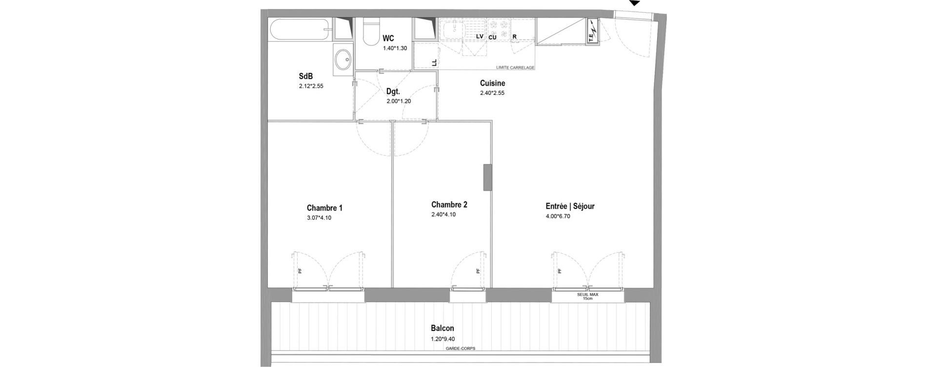 Appartement T3 de 62,18 m2 &agrave; Chessy Centre