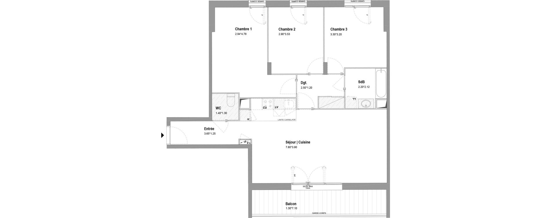 Appartement T4 de 81,73 m2 &agrave; Chessy Centre