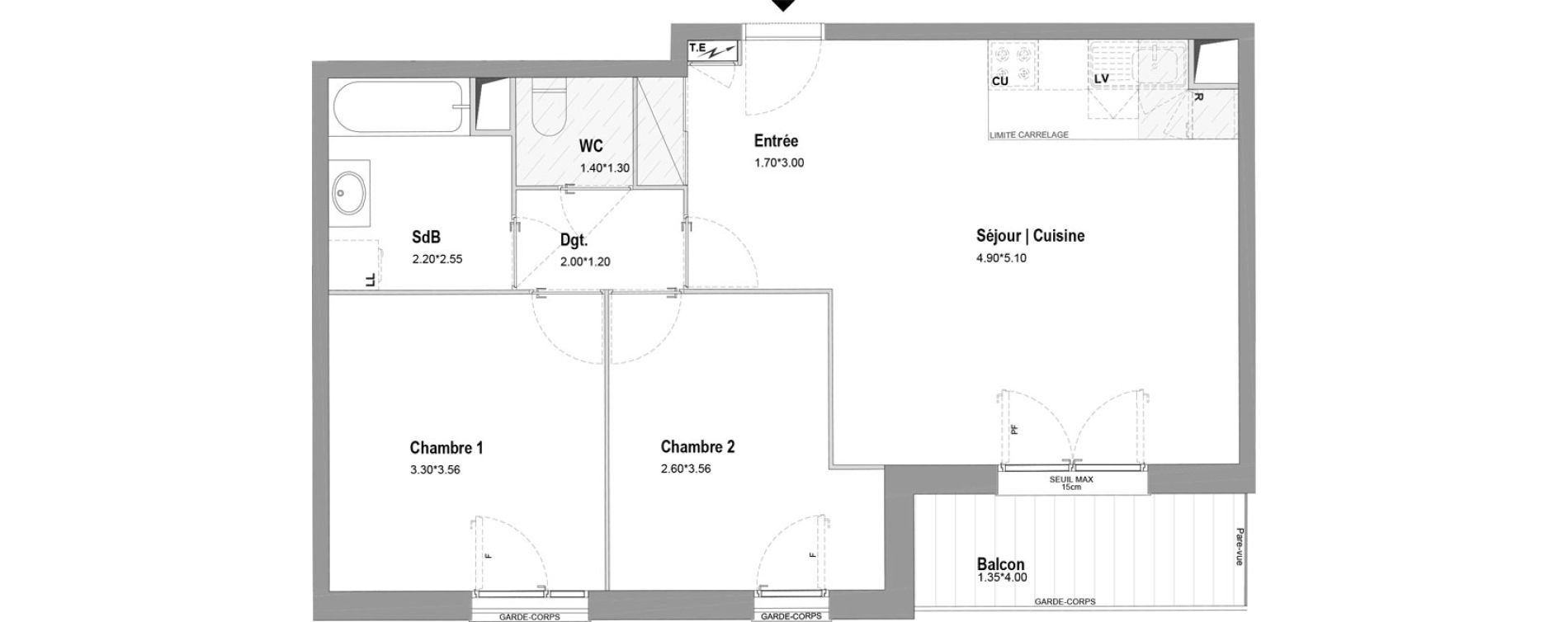 Appartement T3 de 61,27 m2 &agrave; Chessy Centre