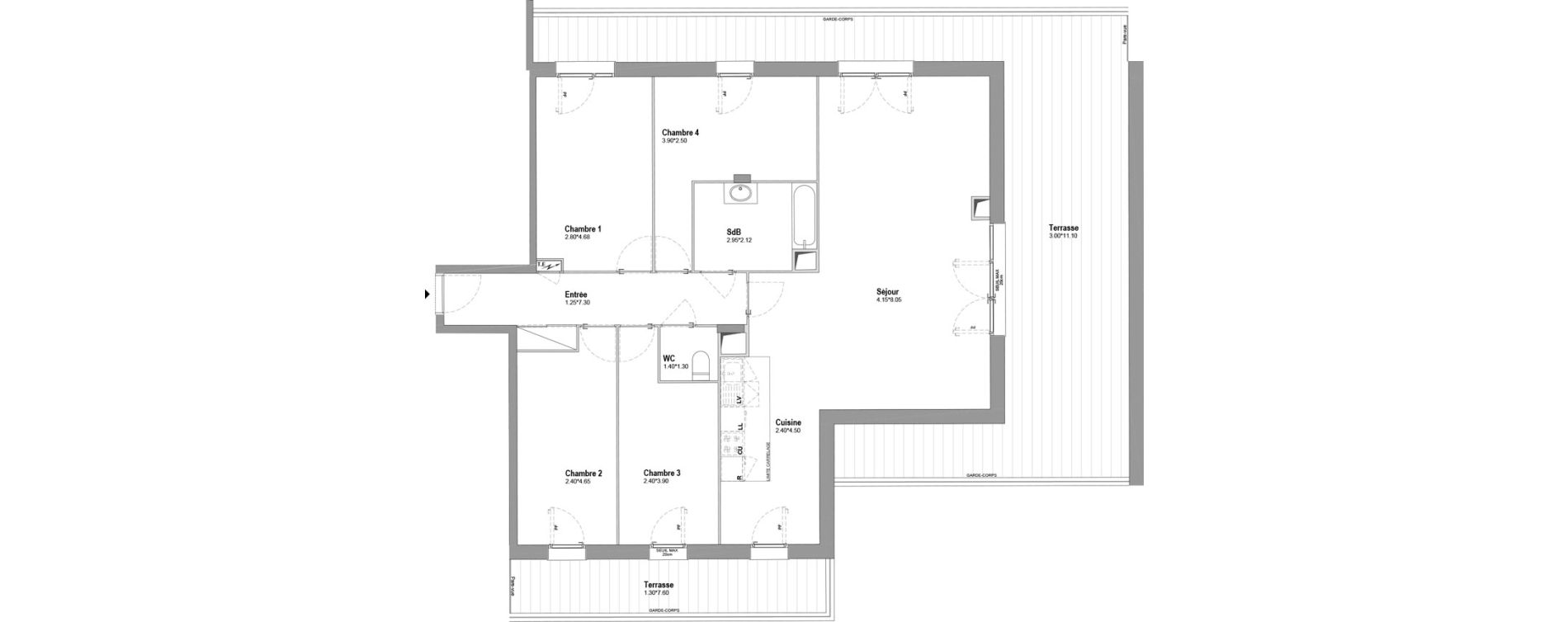 Appartement T5 de 111,89 m2 &agrave; Chessy Centre