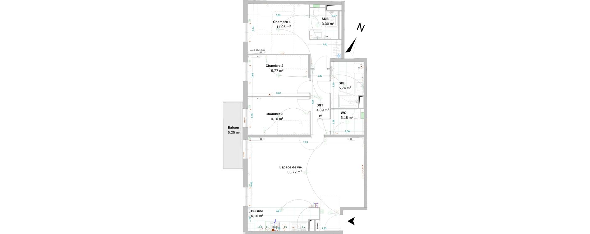 Appartement T4 de 90,75 m2 &agrave; Chessy Centre