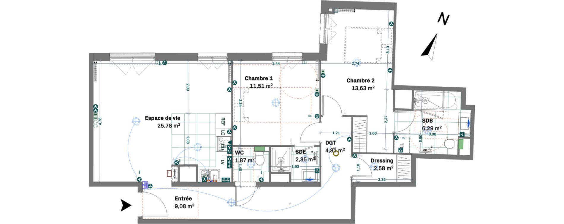 Appartement T3 de 77,90 m2 &agrave; Chessy Centre