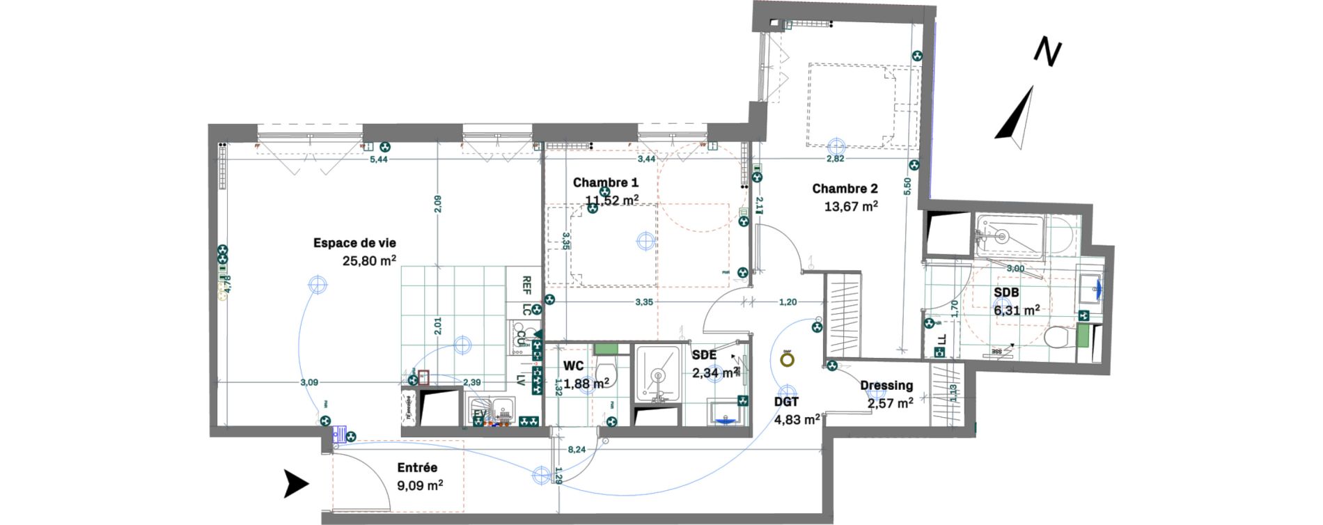 Appartement T3 de 78,01 m2 &agrave; Chessy Centre