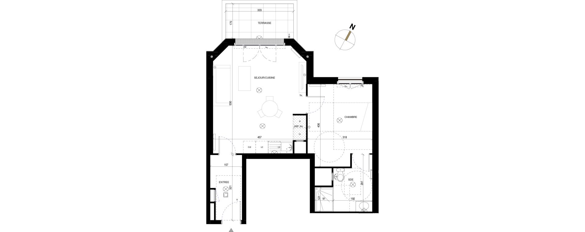 Appartement T2 de 45,70 m2 &agrave; Chessy Les studios et congr&egrave;s