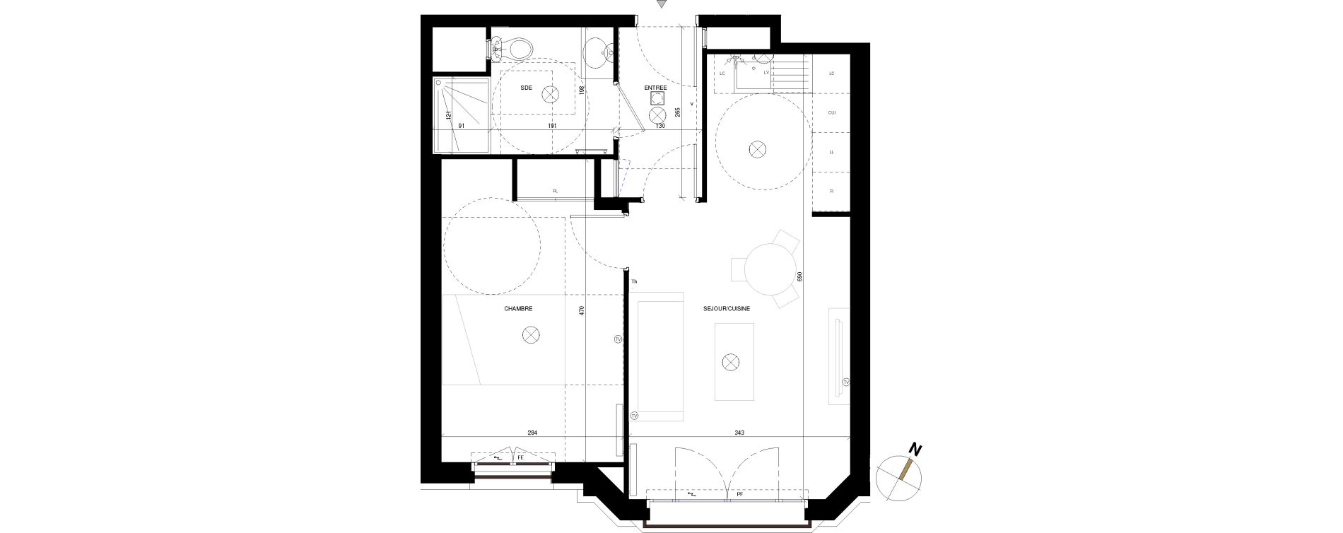 Appartement T2 de 42,04 m2 &agrave; Chessy Les studios et congr&egrave;s