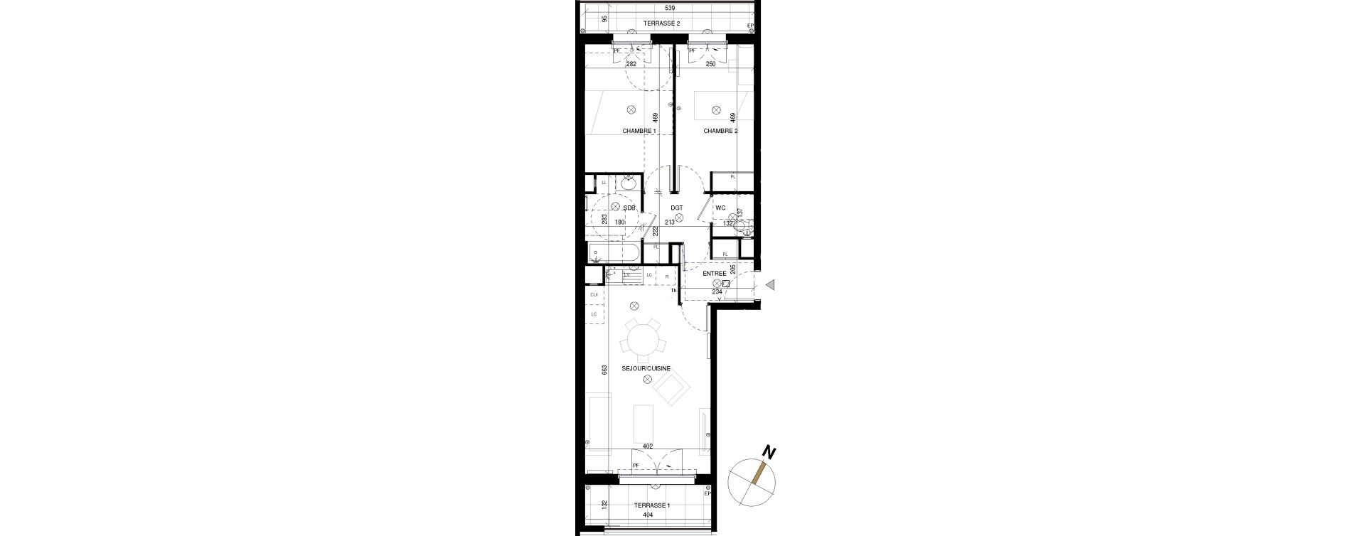 Appartement T3 de 63,38 m2 &agrave; Chessy Les studios et congr&egrave;s