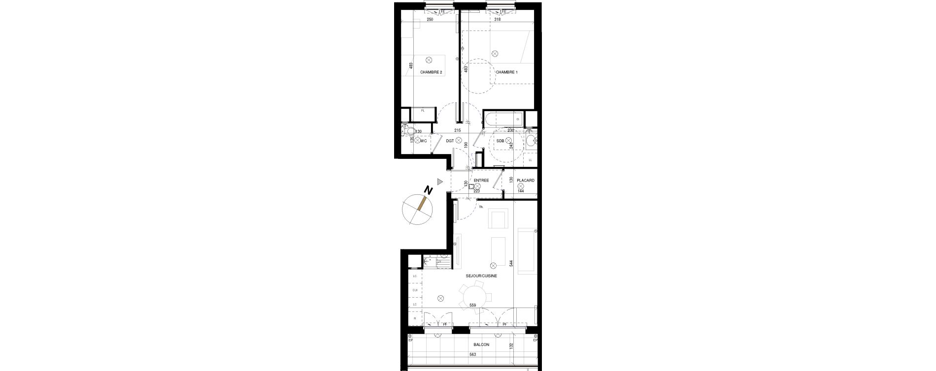 Appartement T3 de 66,45 m2 &agrave; Chessy Les studios et congr&egrave;s