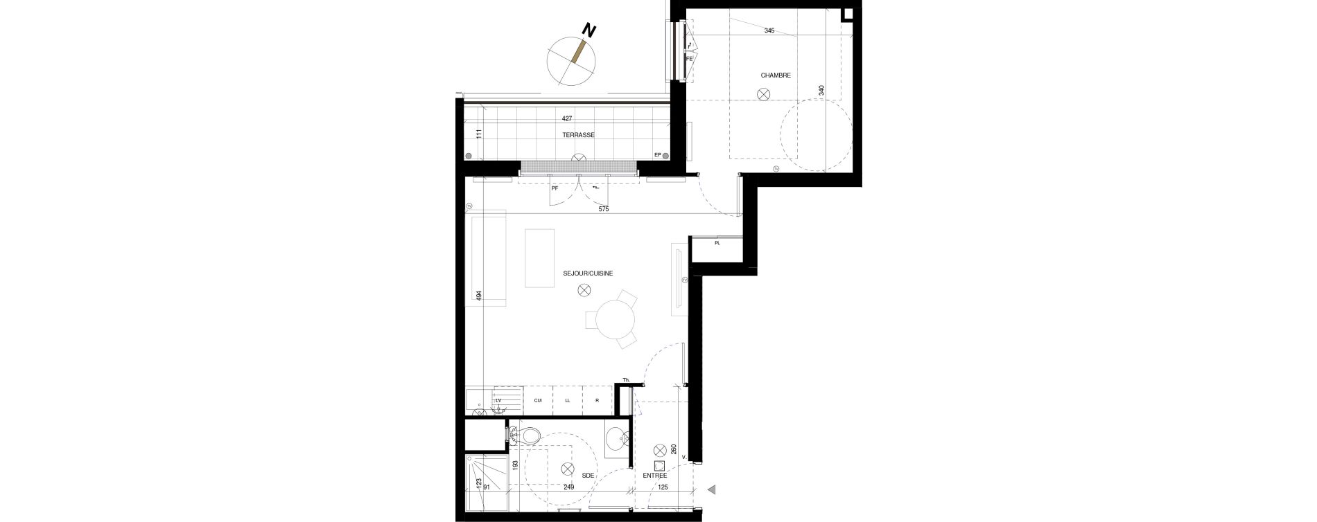 Appartement T2 de 44,41 m2 &agrave; Chessy Les studios et congr&egrave;s