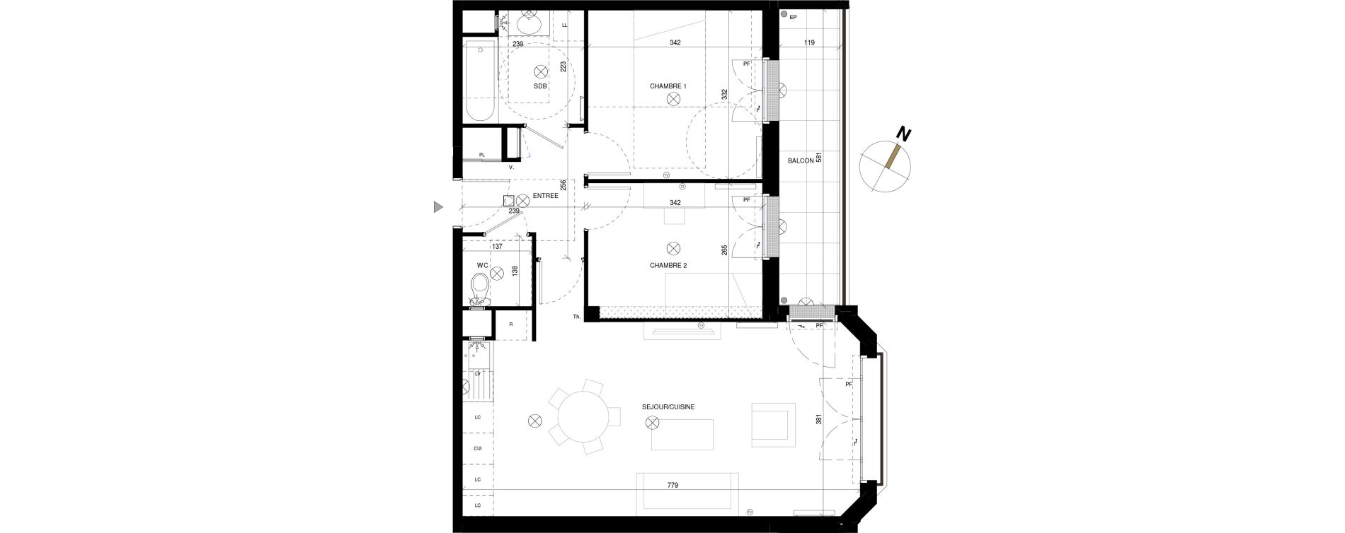 Appartement T3 de 62,99 m2 &agrave; Chessy Les studios et congr&egrave;s