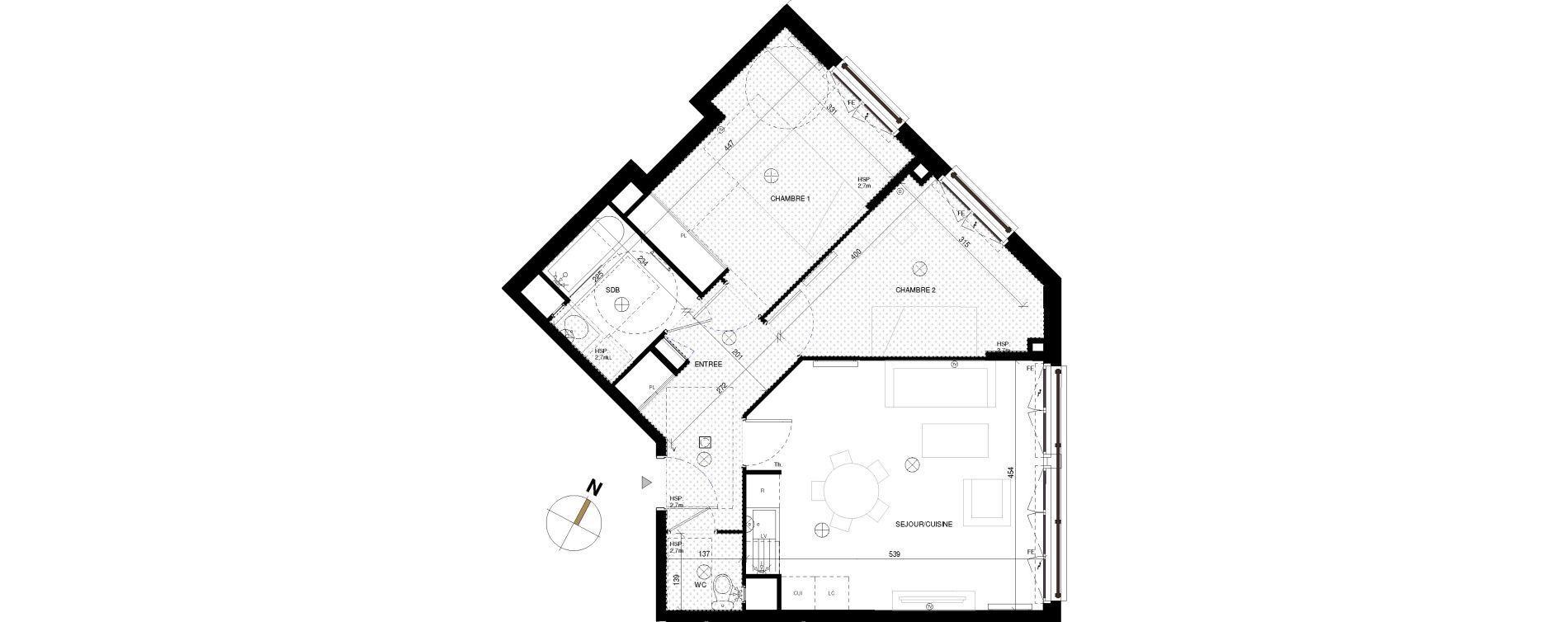 Appartement T3 de 61,89 m2 &agrave; Chessy Les studios et congr&egrave;s