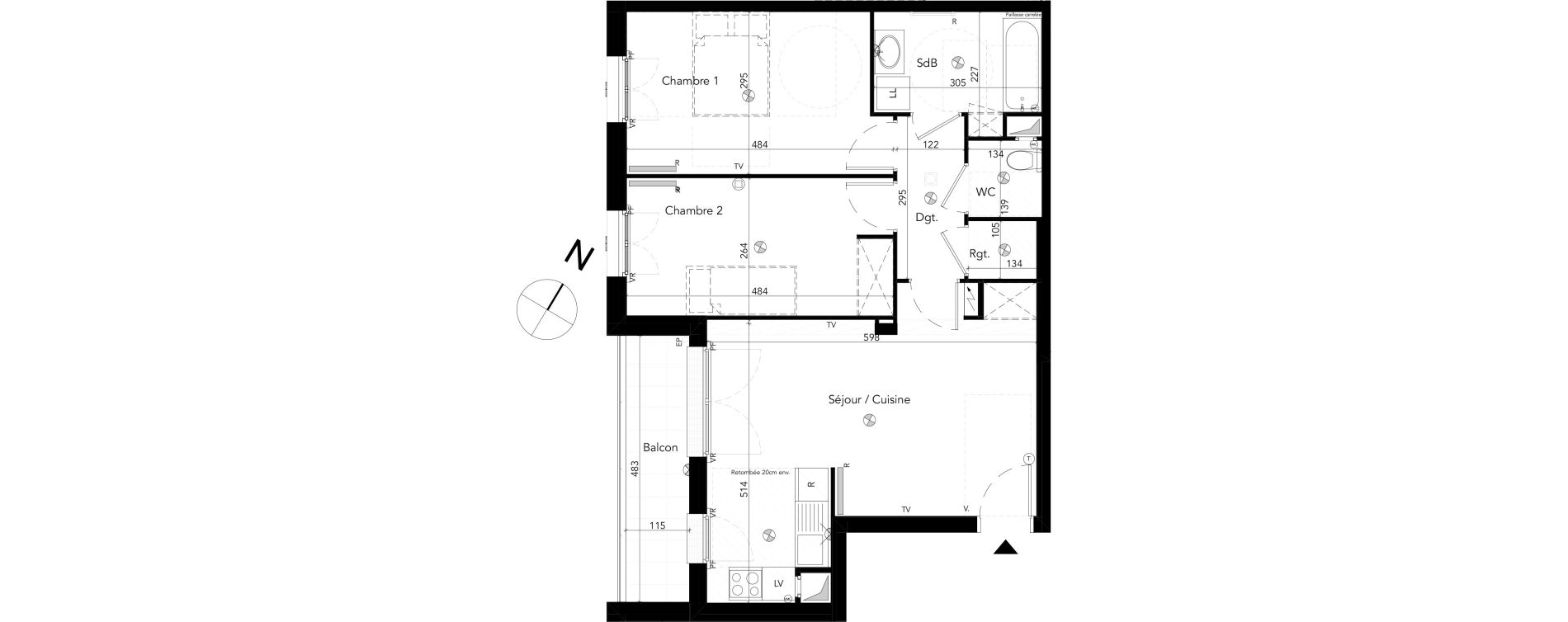 Appartement T3 de 63,89 m2 &agrave; Chessy Les studios et congr&egrave;s