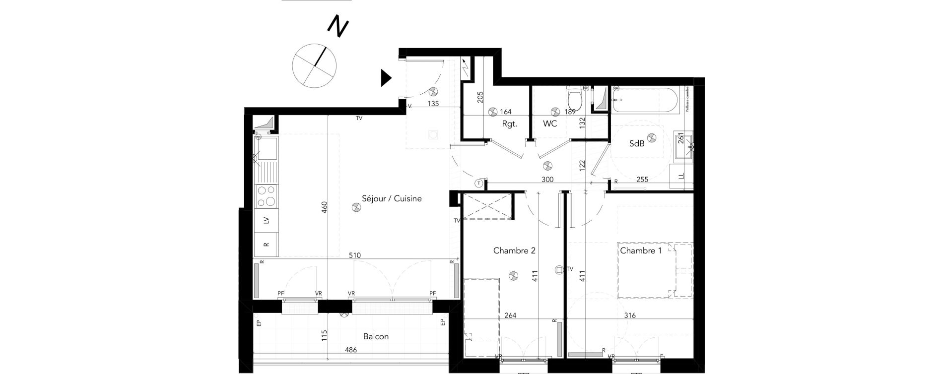 Appartement T3 de 63,00 m2 &agrave; Chessy Les studios et congr&egrave;s
