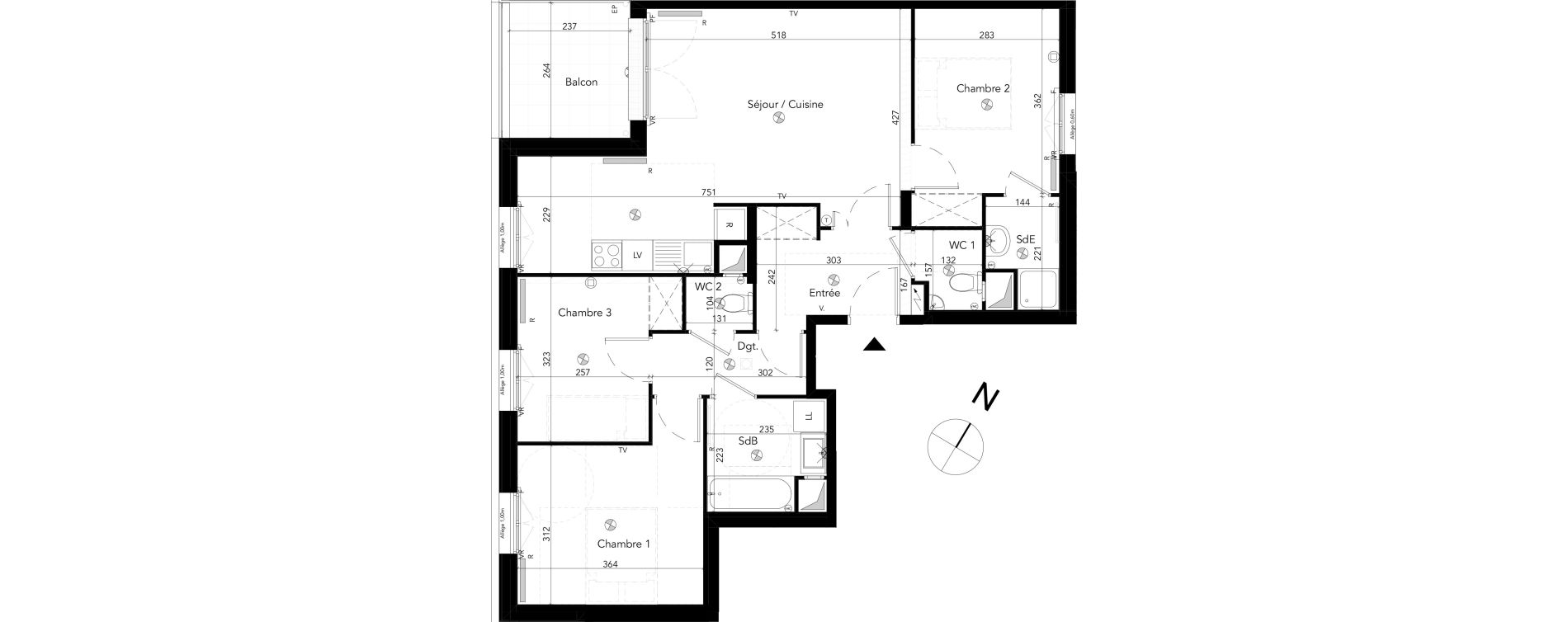Appartement T4 de 81,10 m2 &agrave; Chessy Les studios et congr&egrave;s