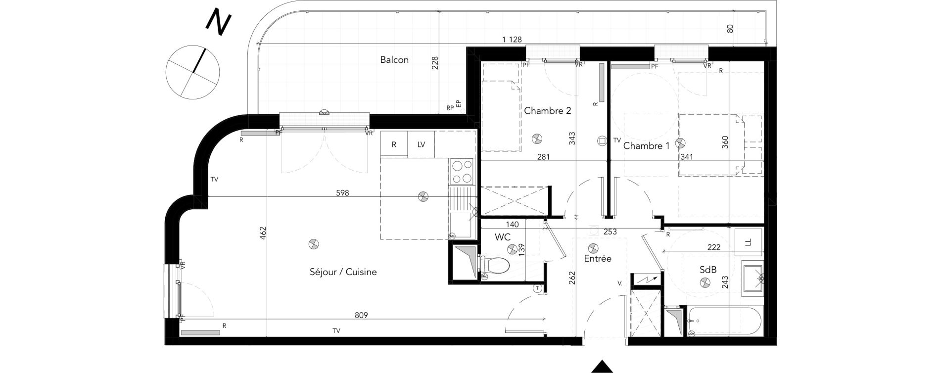 Appartement T3 de 65,40 m2 &agrave; Chessy Les studios et congr&egrave;s