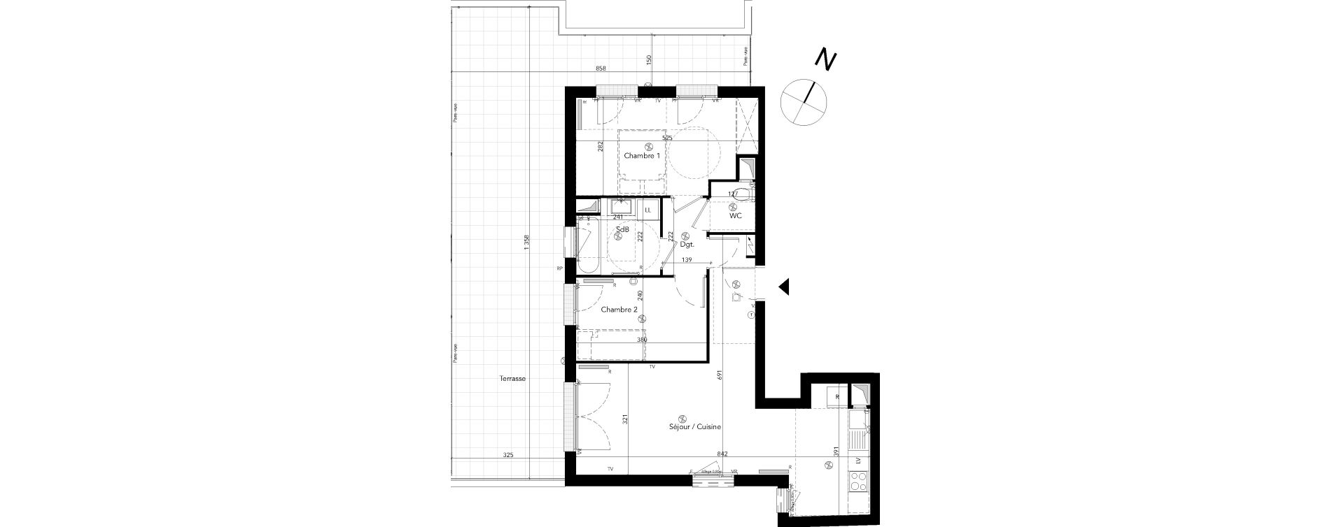 Appartement T3 de 63,51 m2 &agrave; Chessy Les studios et congr&egrave;s
