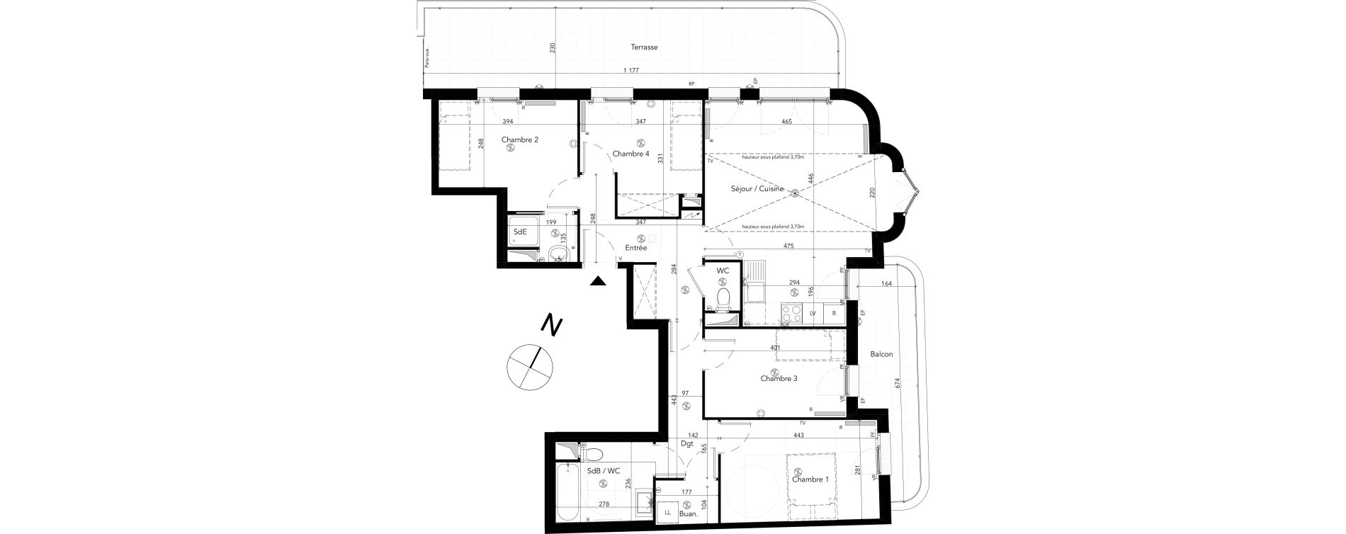 Appartement T5 de 97,96 m2 &agrave; Chessy Les studios et congr&egrave;s