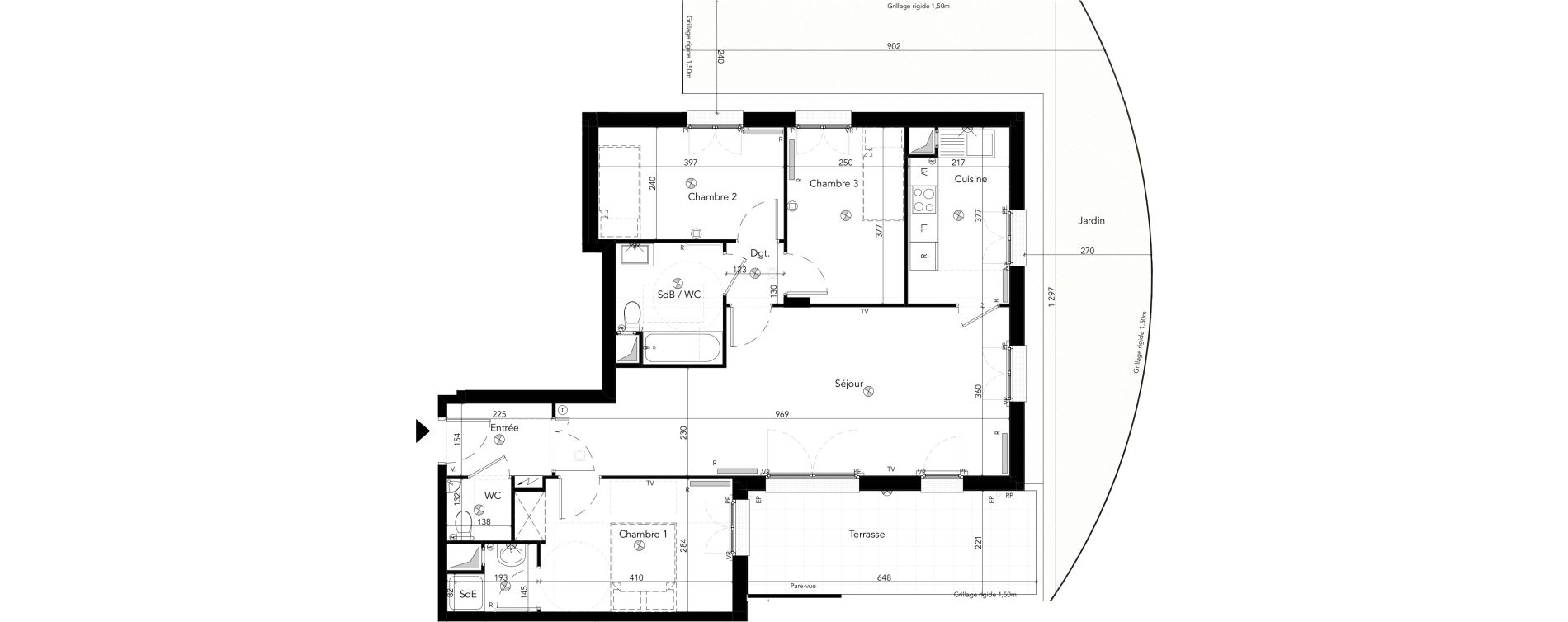 Appartement T4 de 82,74 m2 &agrave; Chessy Les studios et congr&egrave;s