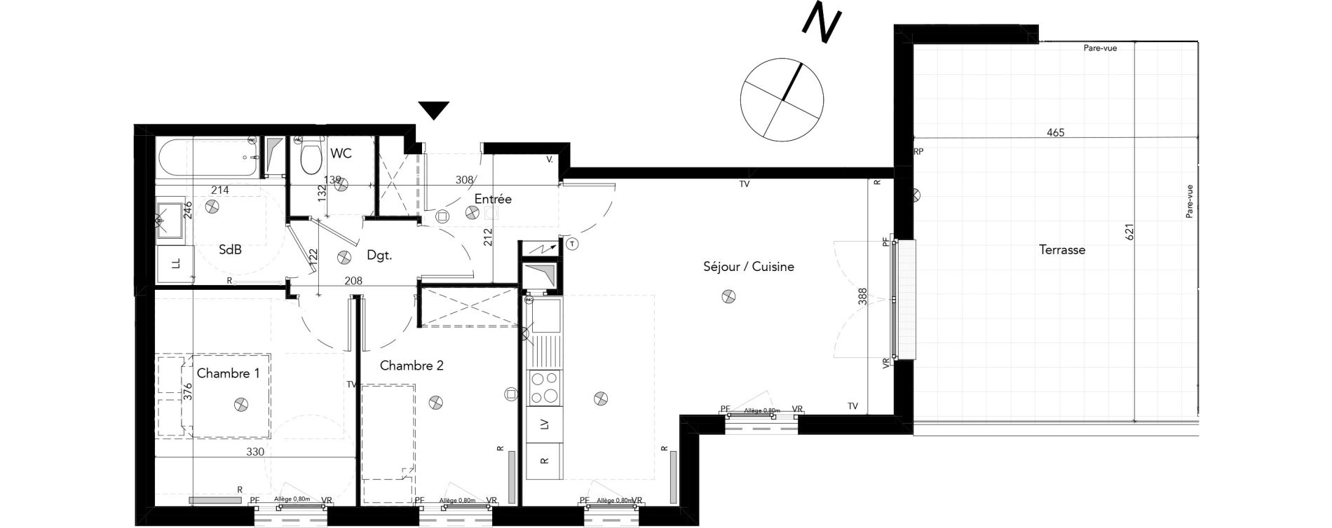 Appartement T3 de 61,24 m2 &agrave; Chessy Les studios et congr&egrave;s