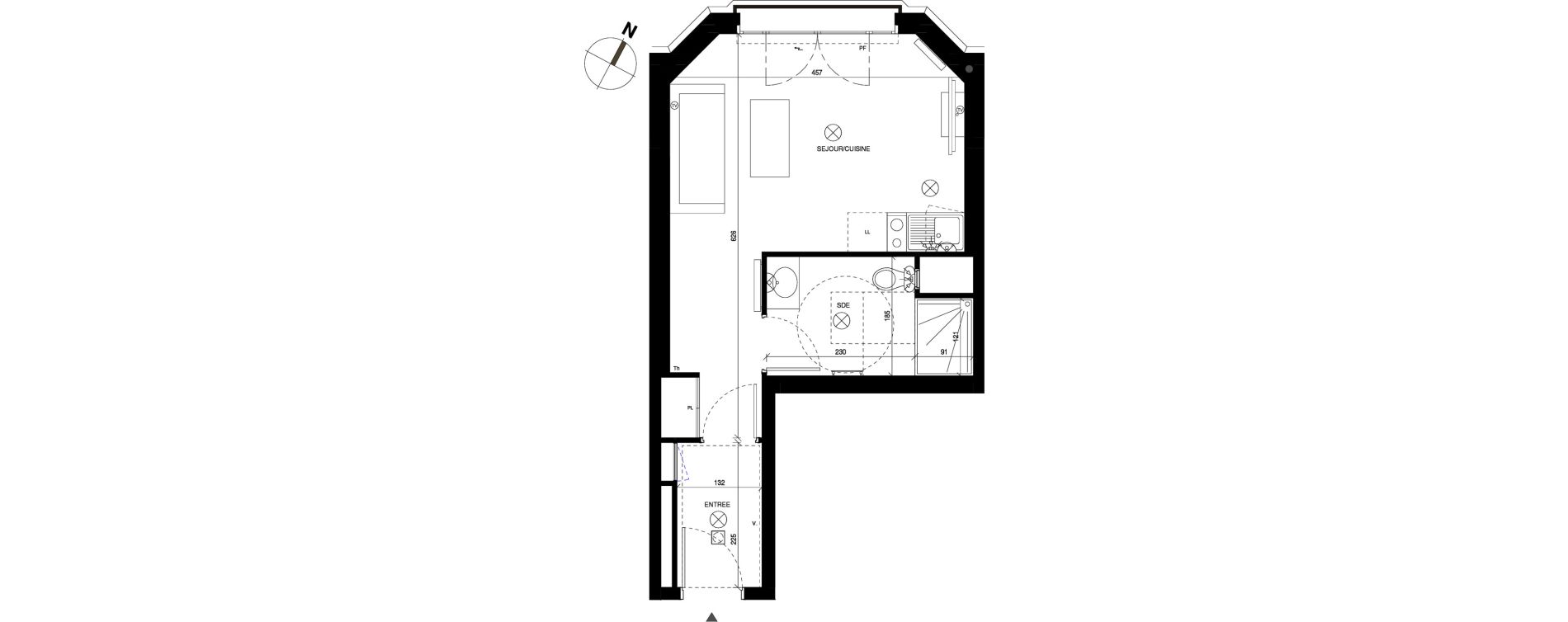 Appartement T1 de 27,43 m2 &agrave; Chessy Les studios et congr&egrave;s