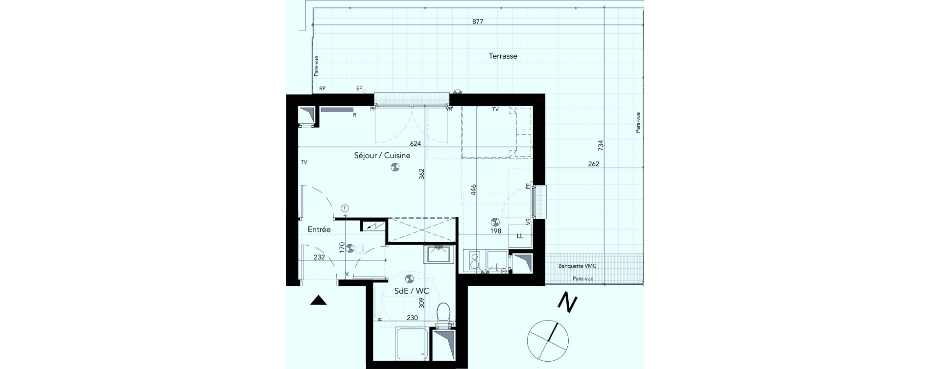 Appartement T1 de 31,13 m2 &agrave; Chessy Les studios et congr&egrave;s