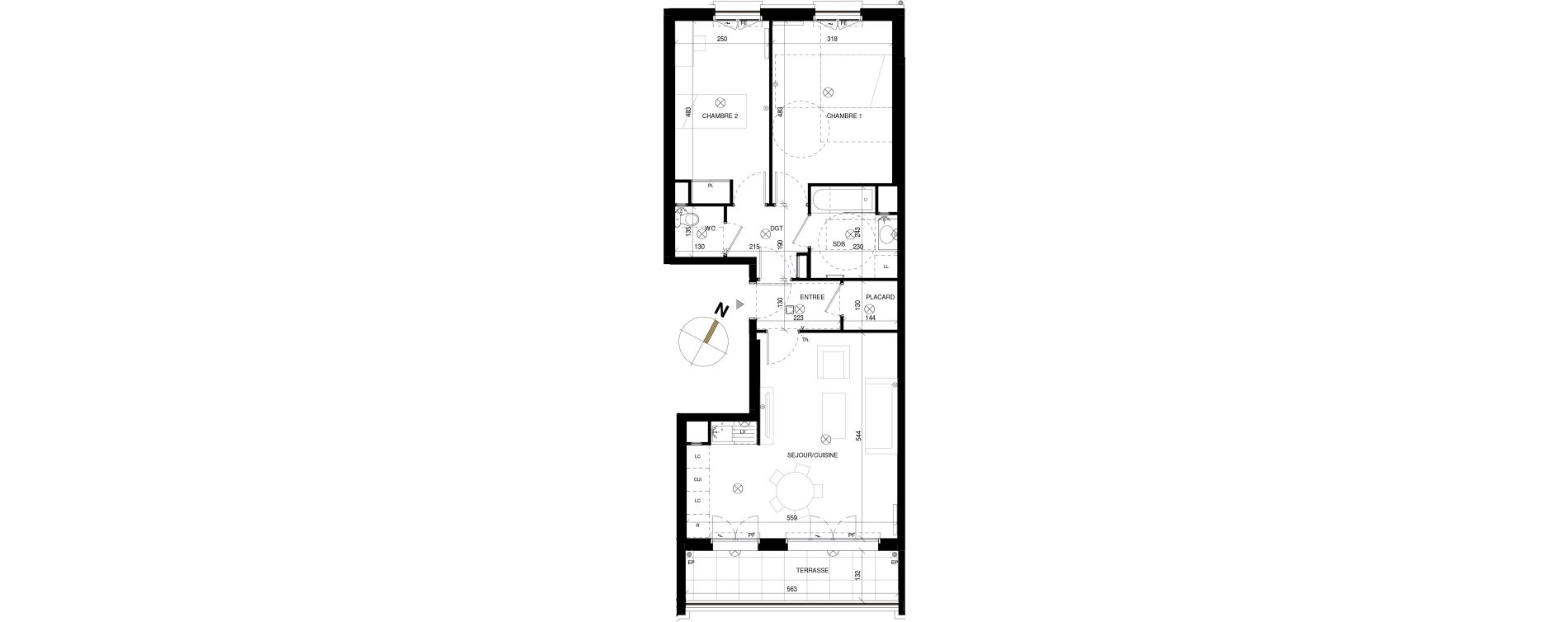 Appartement T3 de 66,45 m2 &agrave; Chessy Les studios et congr&egrave;s