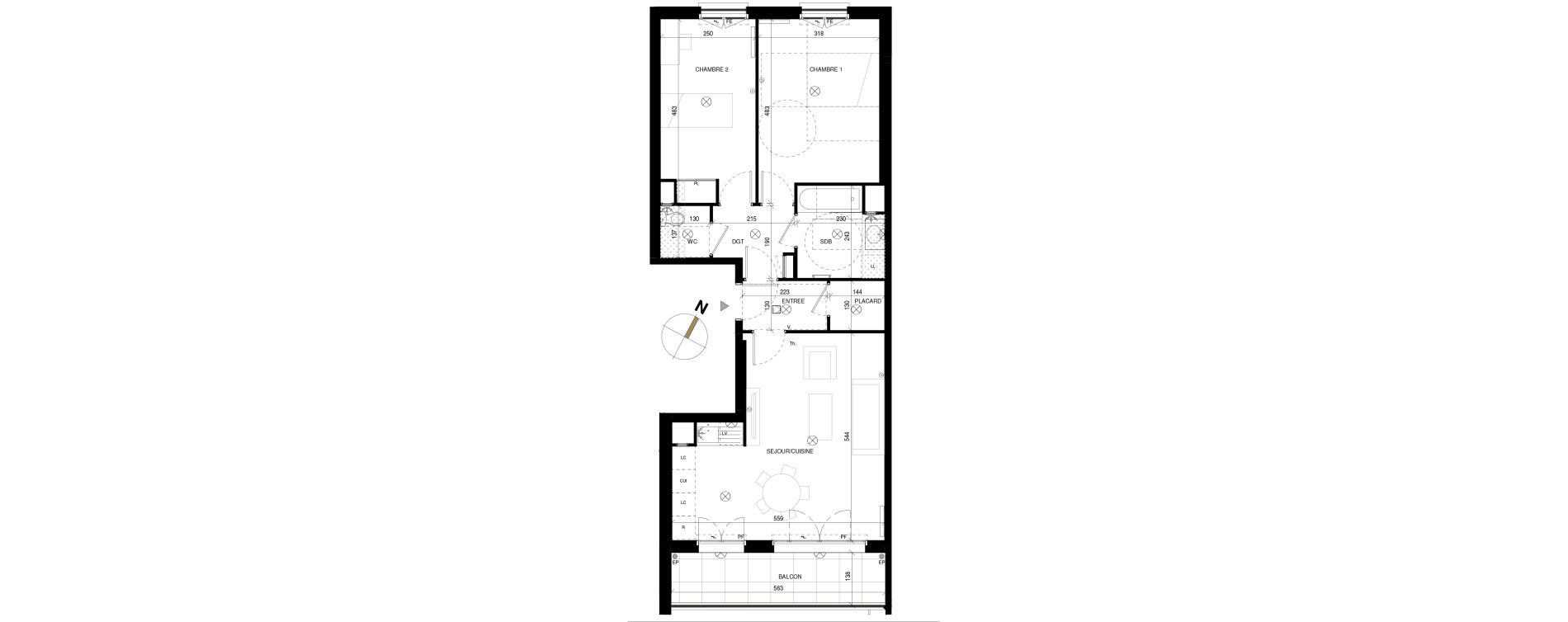 Appartement T3 de 66,49 m2 &agrave; Chessy Les studios et congr&egrave;s