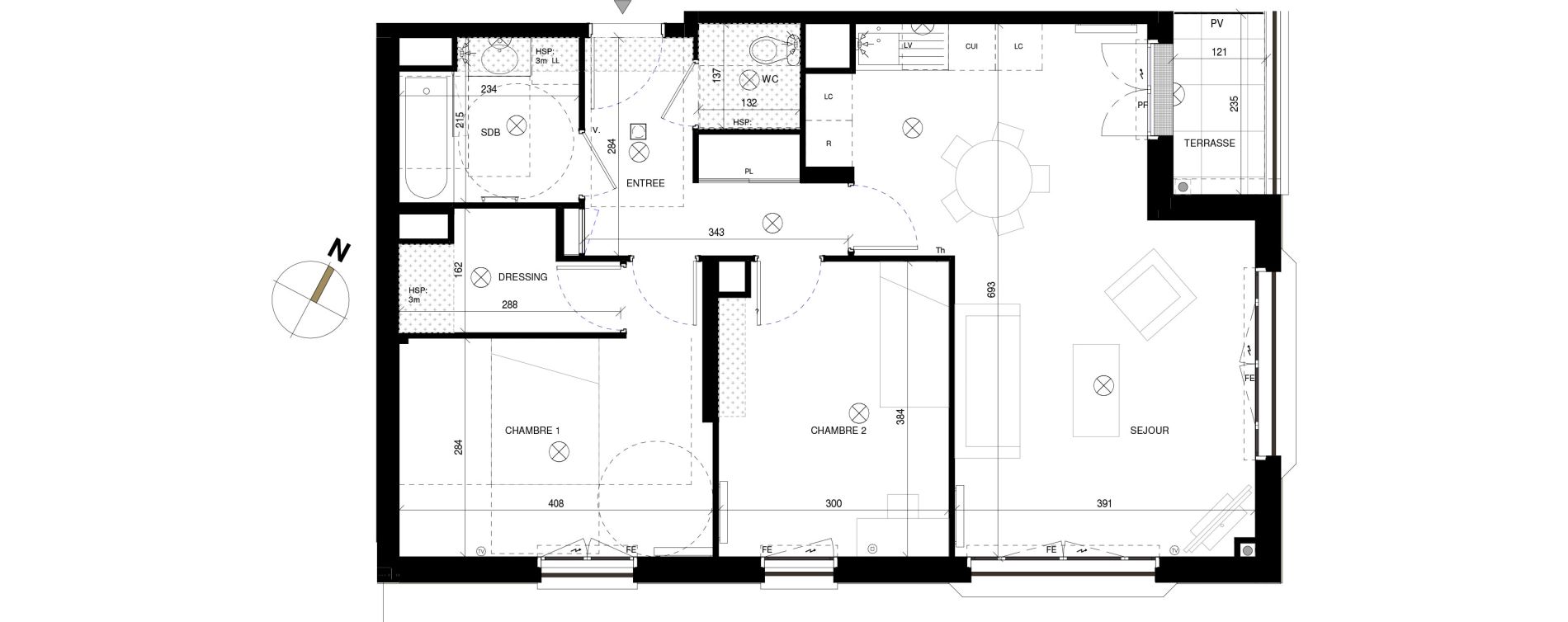 Appartement T3 de 68,95 m2 &agrave; Chessy Les studios et congr&egrave;s