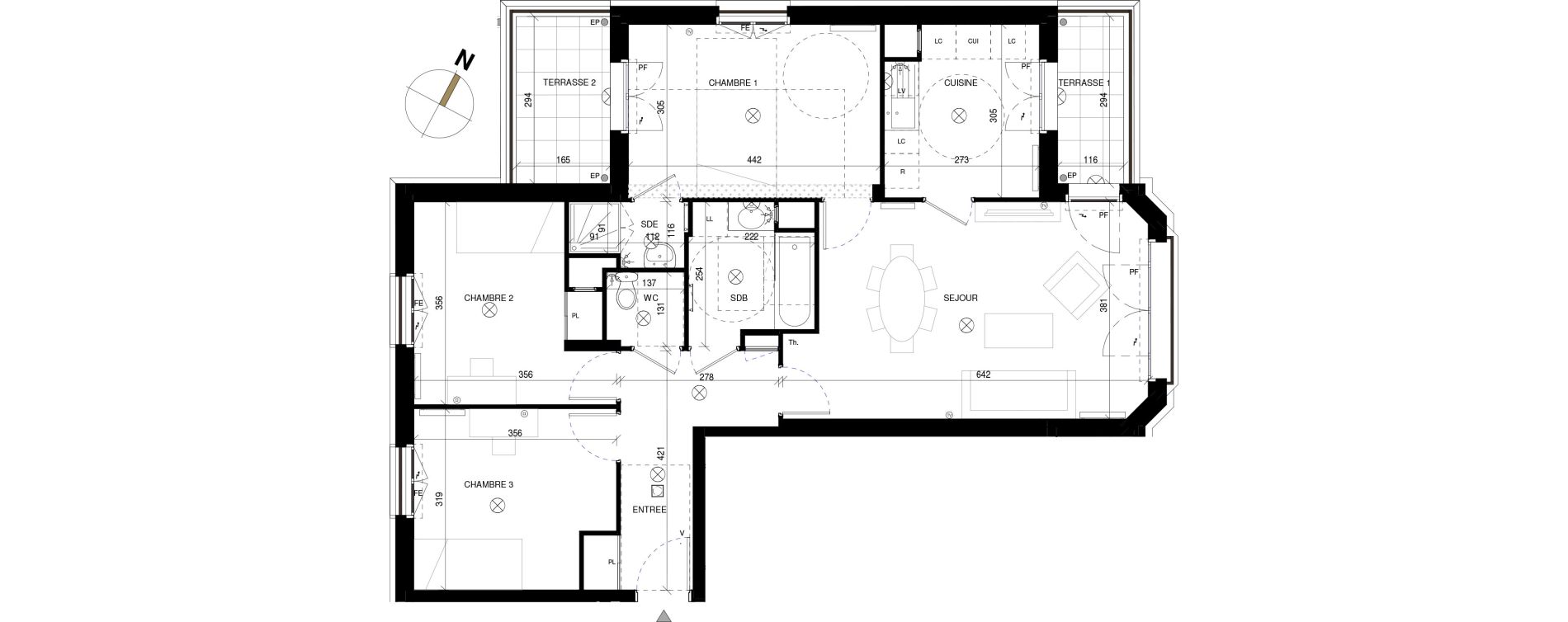 Appartement T4 de 82,59 m2 &agrave; Chessy Les studios et congr&egrave;s