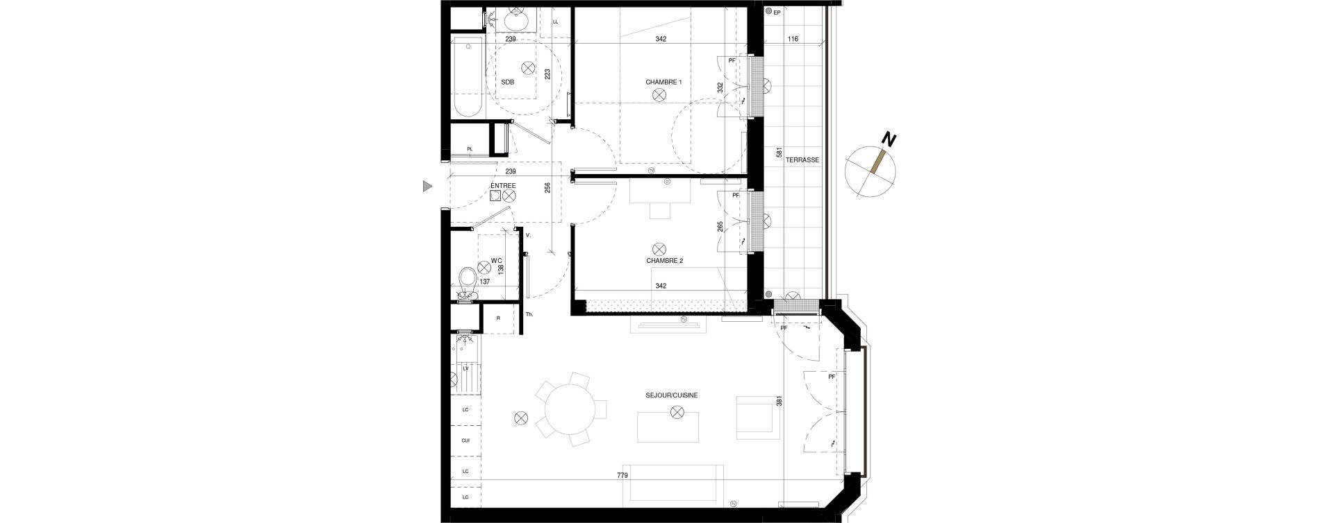 Appartement T3 de 62,98 m2 &agrave; Chessy Les studios et congr&egrave;s