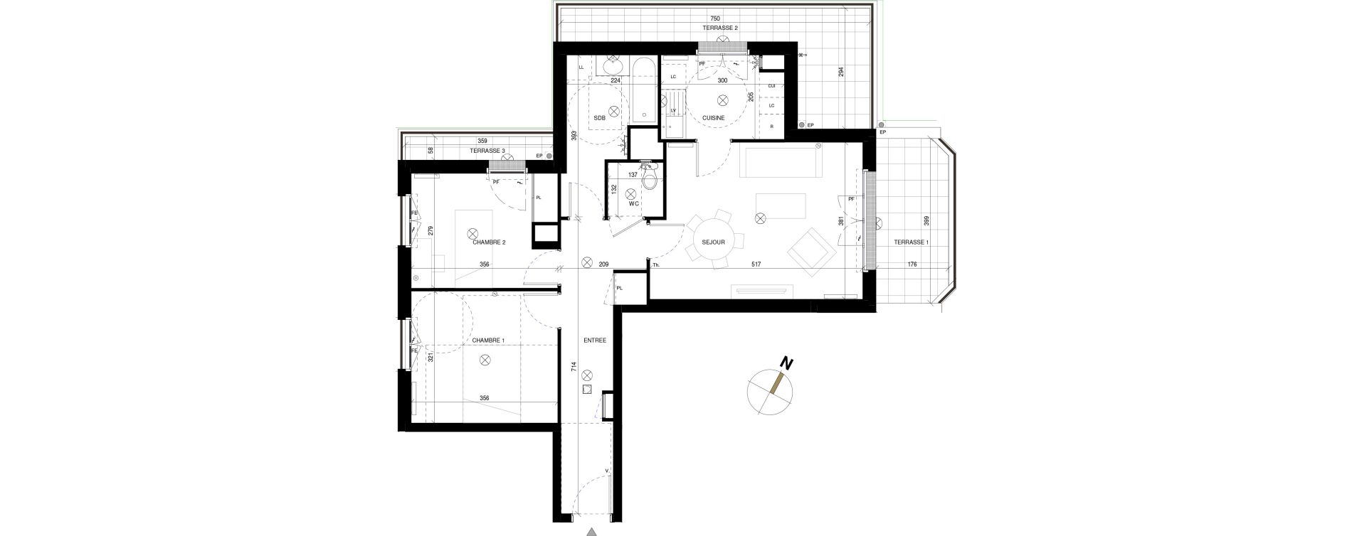 Appartement T3 de 64,63 m2 &agrave; Chessy Les studios et congr&egrave;s