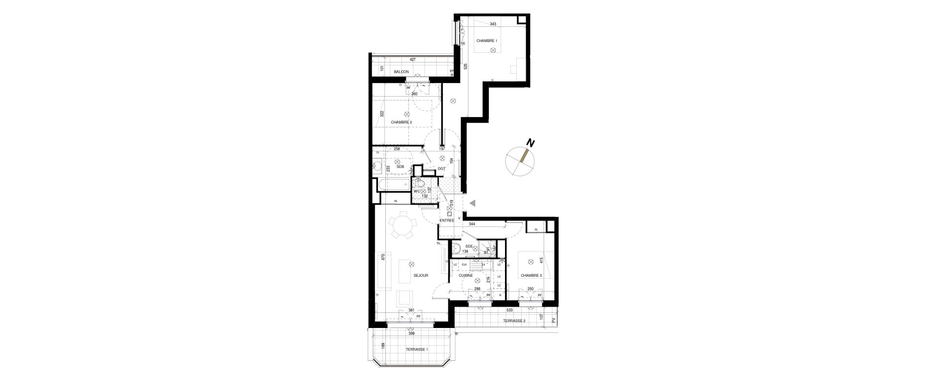 Appartement T4 de 85,29 m2 &agrave; Chessy Les studios et congr&egrave;s