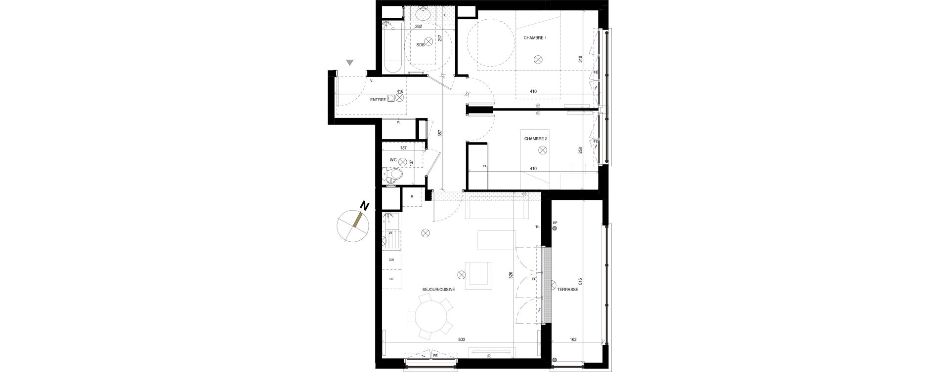 Appartement T3 de 64,95 m2 &agrave; Chessy Les studios et congr&egrave;s