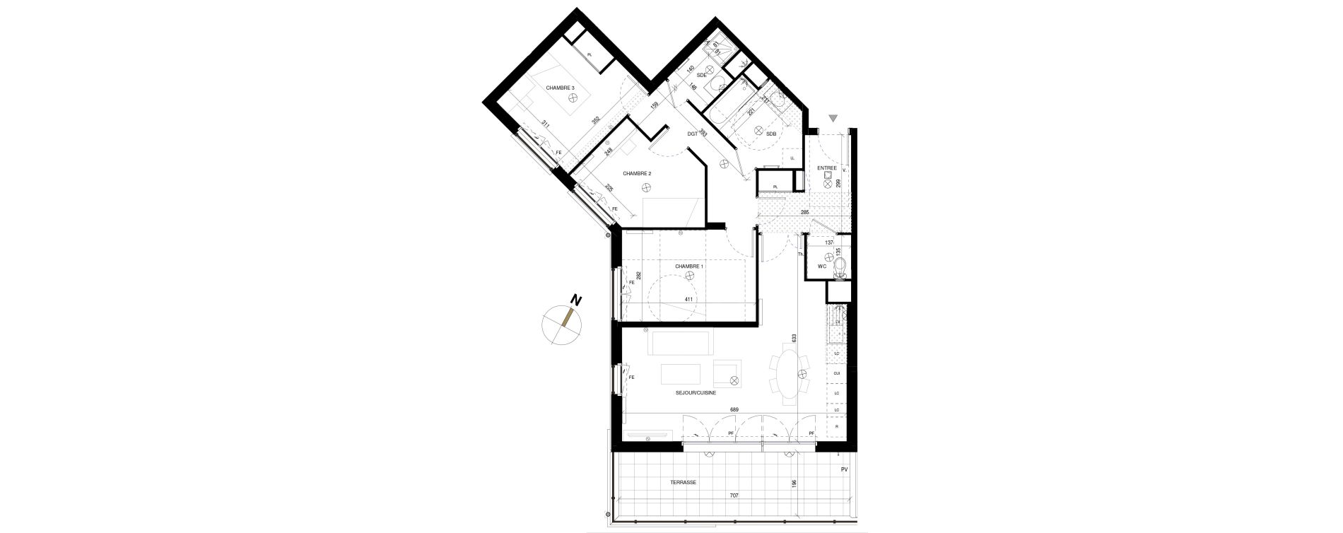 Appartement T4 de 84,83 m2 &agrave; Chessy Les studios et congr&egrave;s