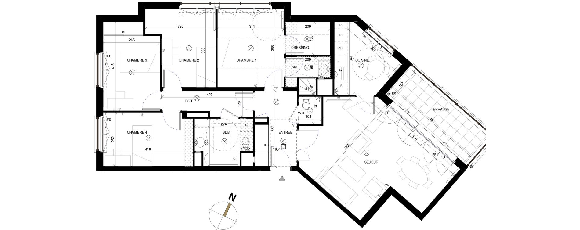 Appartement T5 de 101,40 m2 &agrave; Chessy Les studios et congr&egrave;s