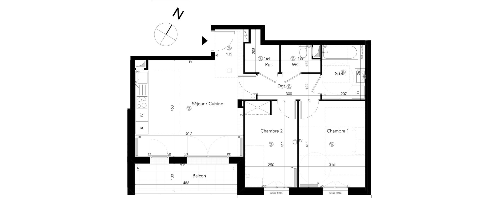 Appartement T3 de 63,00 m2 &agrave; Chessy Les studios et congr&egrave;s