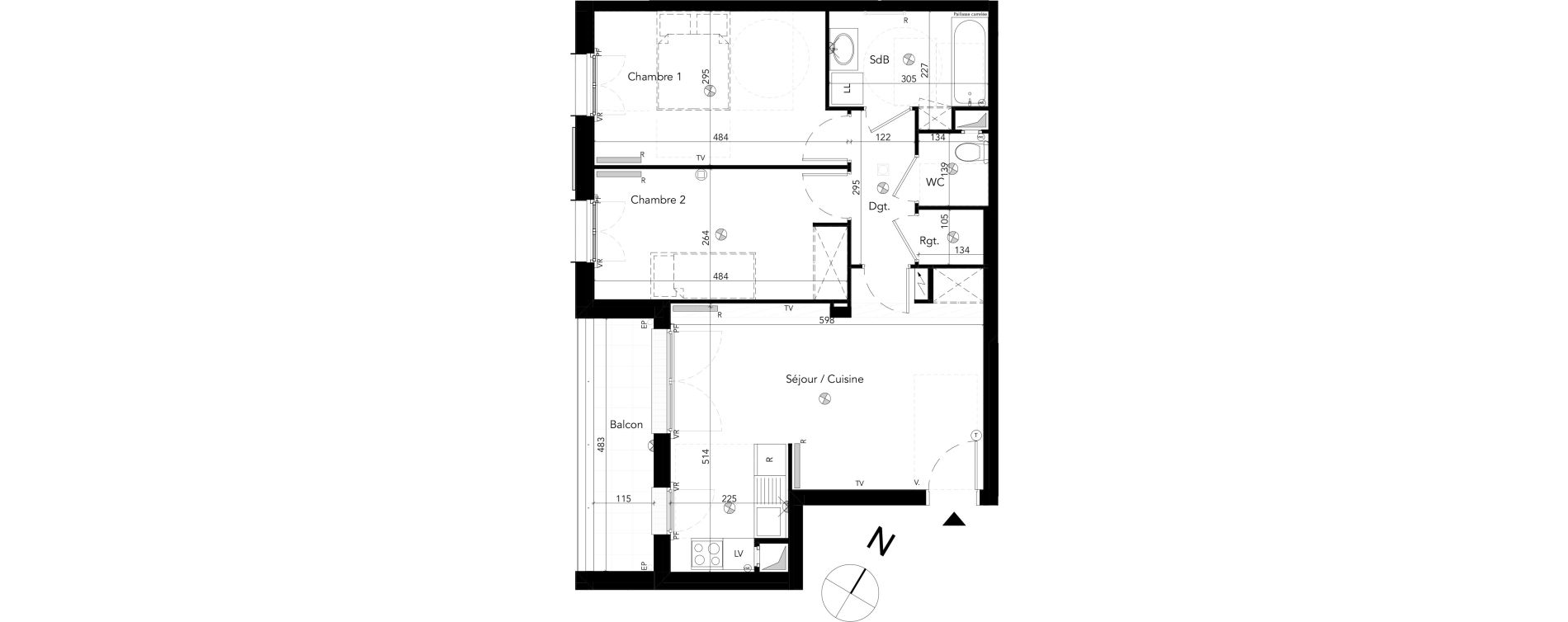 Appartement T3 de 63,89 m2 &agrave; Chessy Les studios et congr&egrave;s